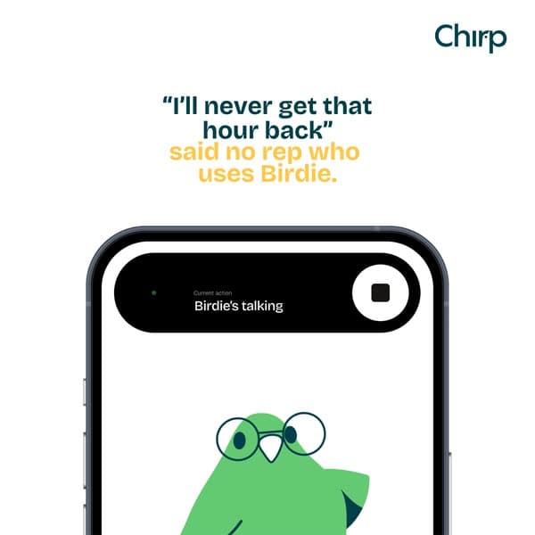 Chirp ad · “I’ll never get that hour back.” · generated by Loopy